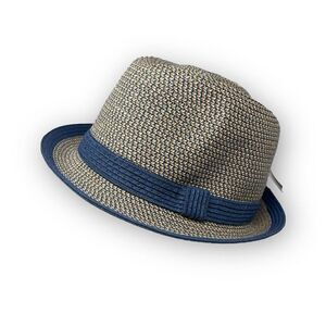 D&Y Fedora Sun Hat Paper Coastal Classic Blue OSFM NWT